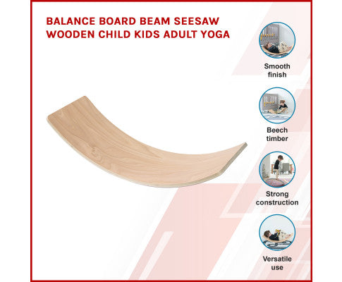 Balance Board Beam Seesaw Wooden Child Kids Adult Yoga