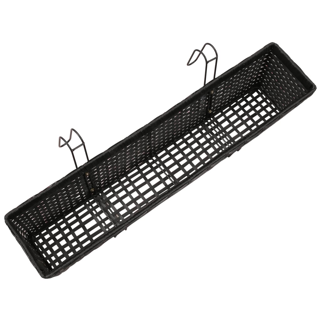 Balcony Trapezoid Rattan Planter 2 pcs Black