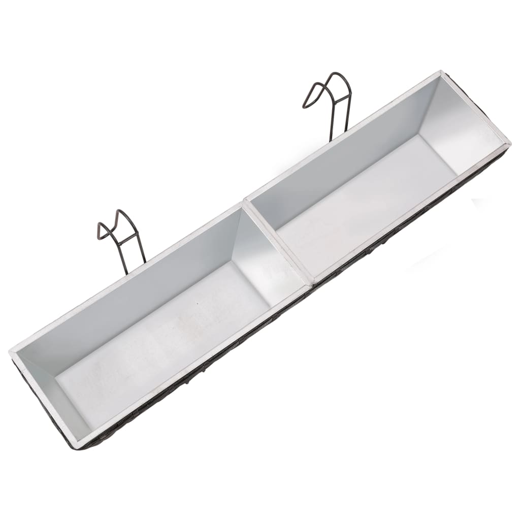 Balcony Trapezoid Rattan Planter 2 pcs Black