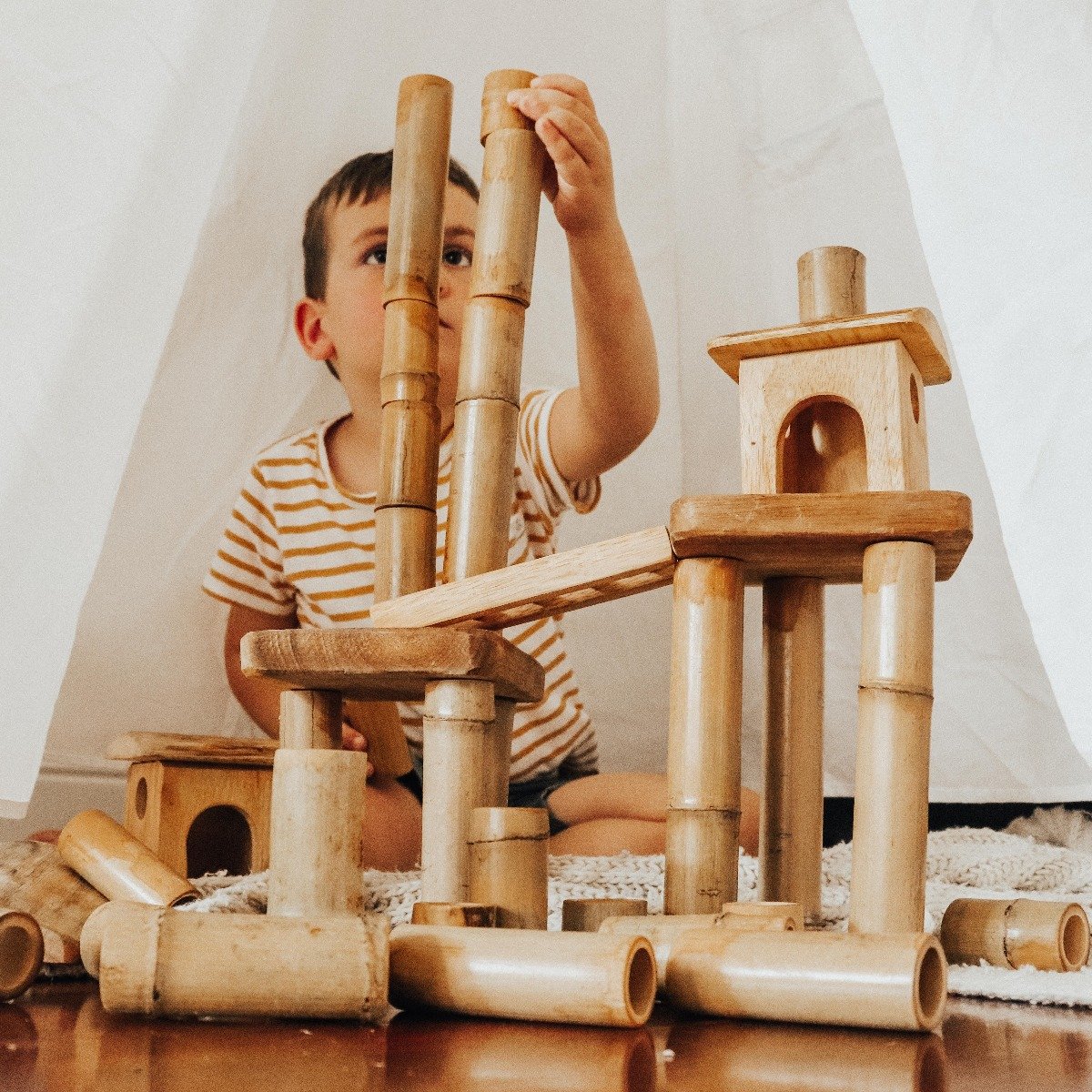 Toys Bamboo Building set with house