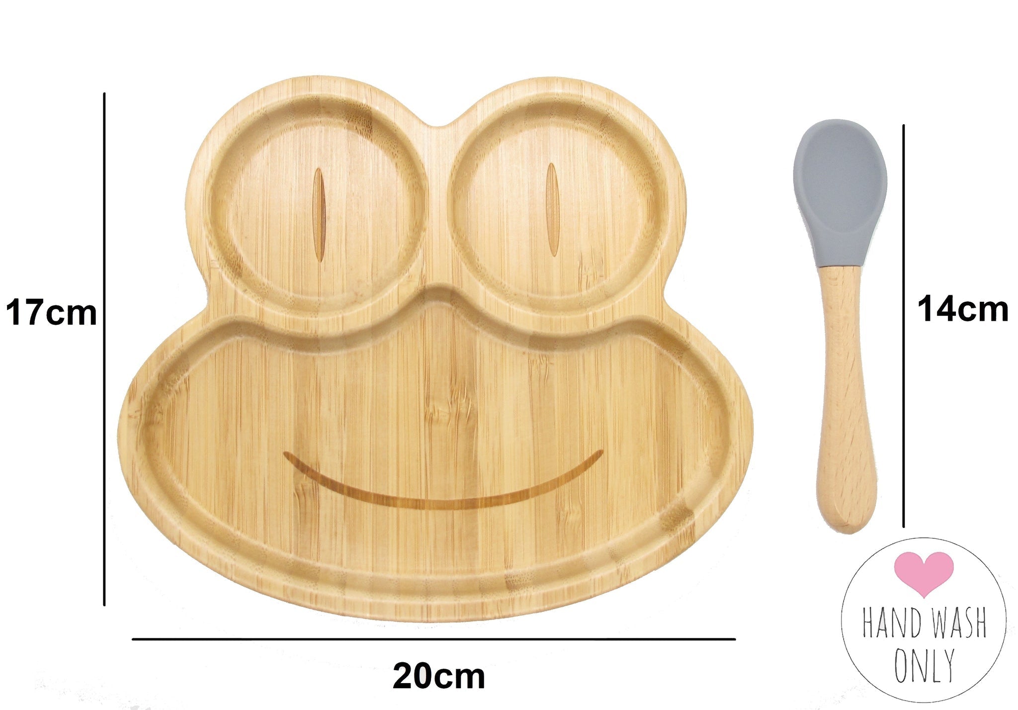 Bamboo Frog Kids Plate With Suction Cap Base & Spoon