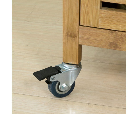 Bamboo Kitchen Storage Trolley with Wine Rack 1
