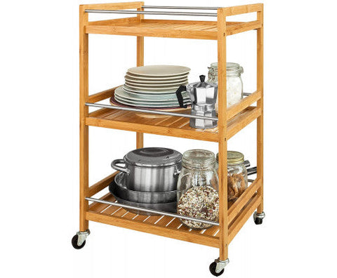Bamboo Kitchen Trolley 3 Tier Storage Cart