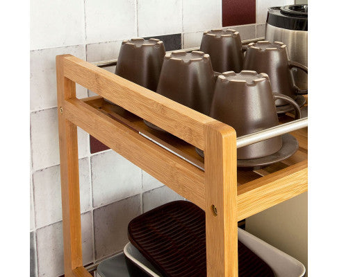 Bamboo Kitchen Trolley 3 Tier Storage Cart