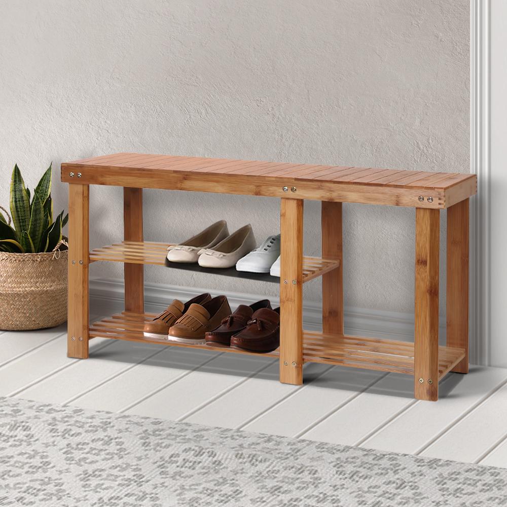Living Room Bamboo Shoe Rack Bench