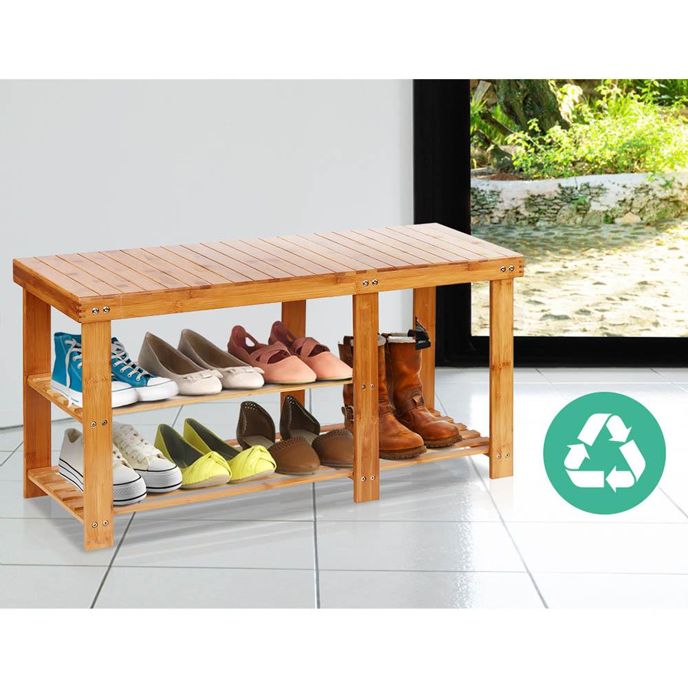 Living Room Bamboo Shoe Rack Bench