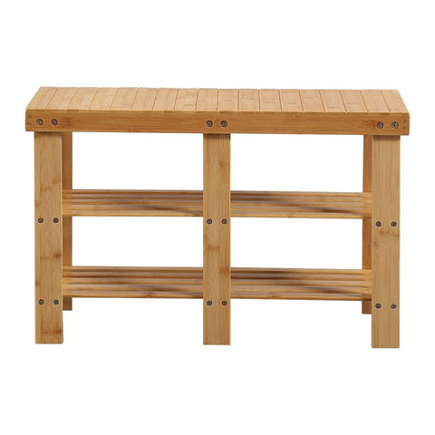 Bamboo Shoe Rack Stand Bench 3 TierOrganiser 69.5cm