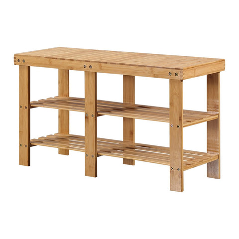 living room Bamboo Shoe Rack Stand Bench 3 TierOrganiser 81cm