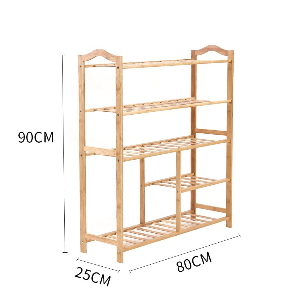 living room Bamboo Shoe Rack Storage Wooden Organizer Shelf Stand 5 Tiers Layers 80cm