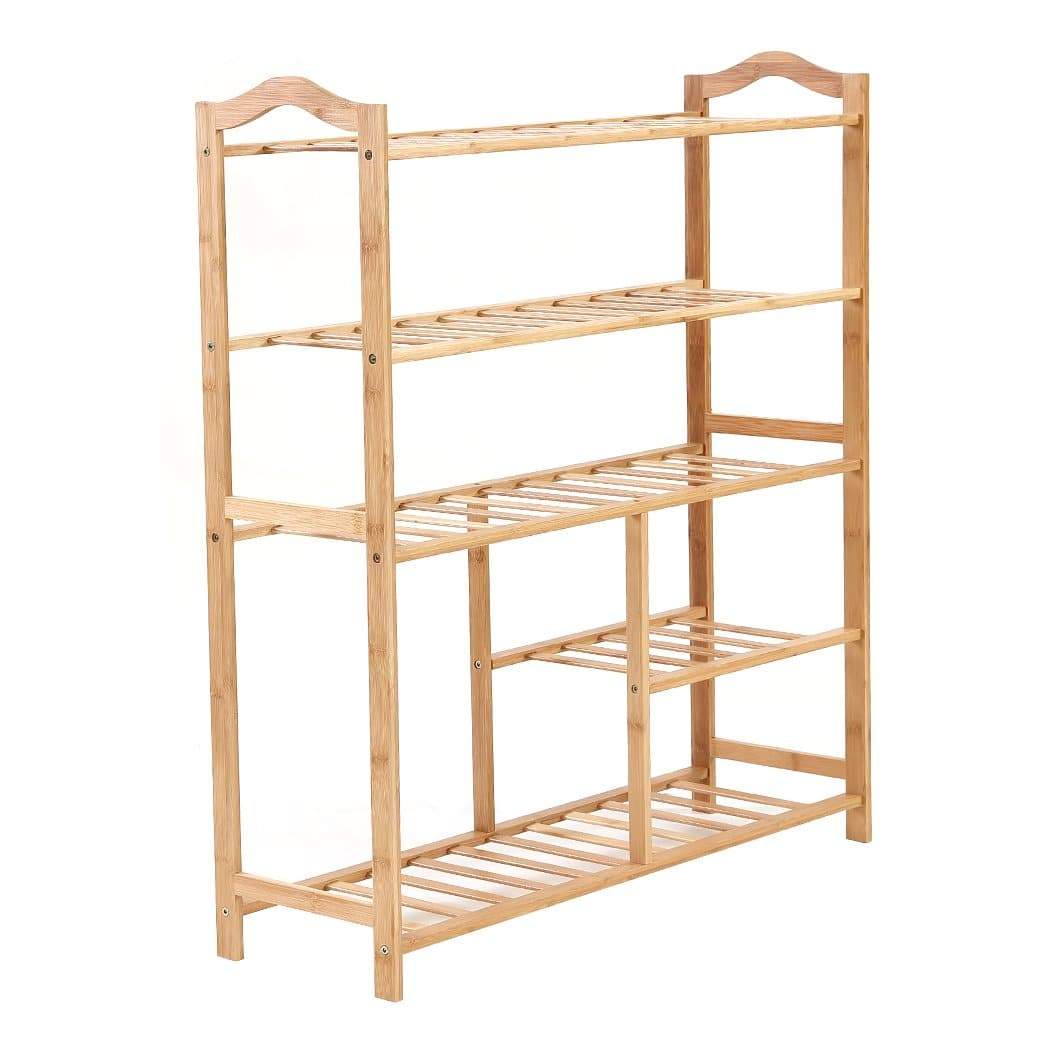 living room Bamboo Shoe Rack Storage Wooden Organizer Shelf Stand 5 Tiers Layers 80cm