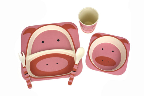 toys for infant Bamboozoo Dinnerware Pig 5Pcs