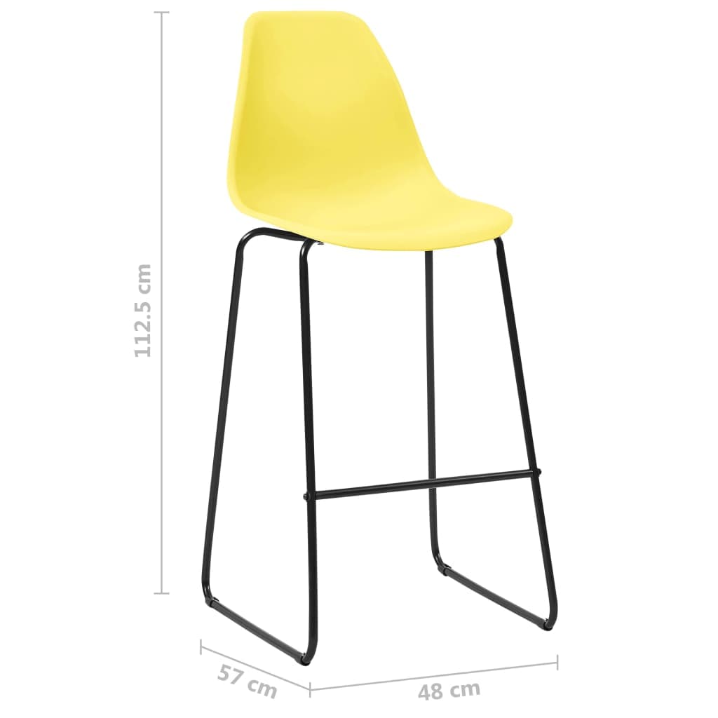 Bar Chairs 2 pcs Yellow Plastic