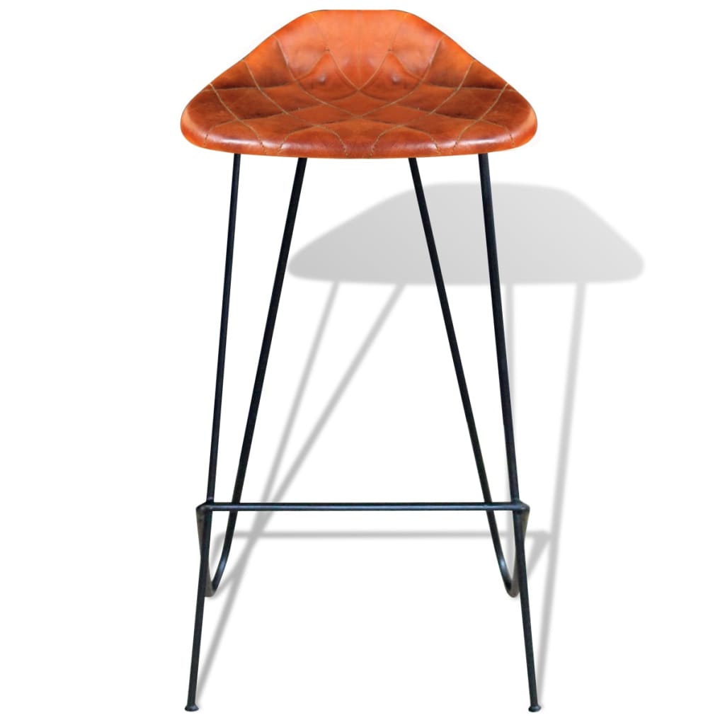 Bar Chairs 6 pcs Brown Real Leather