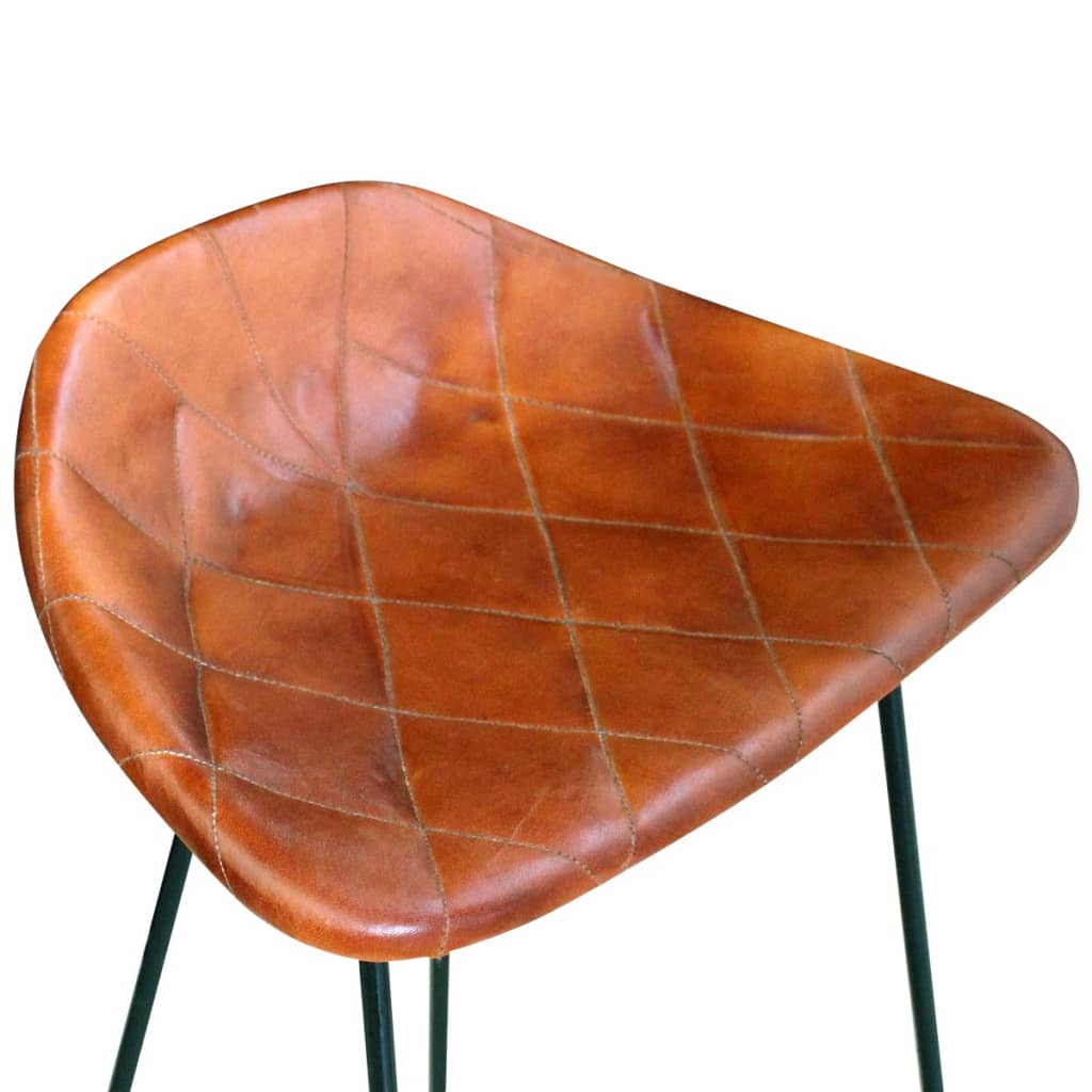 Bar Chairs 6 pcs Brown Real Leather