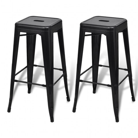 Bar Stools 2 pcs Black Steel