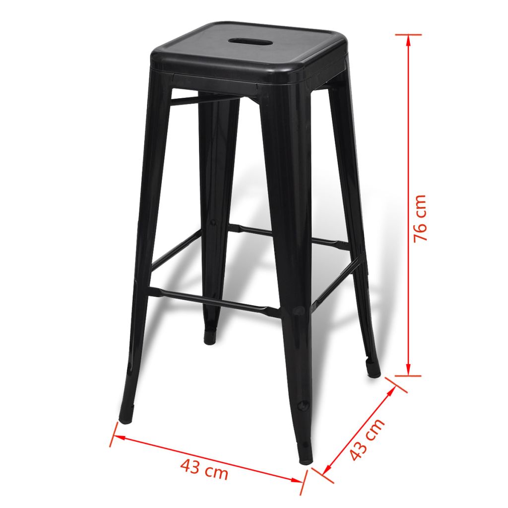 Bar Stools 2 pcs Black Steel
