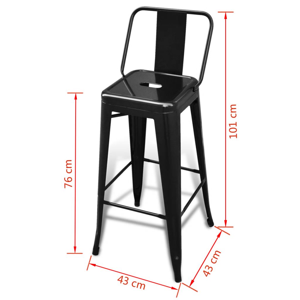 Bar Stools 2 pcs Black Steel