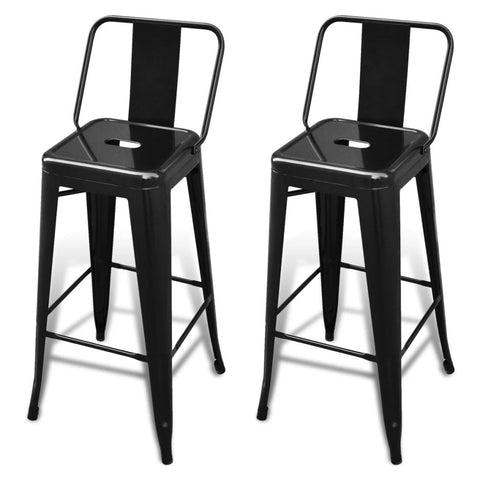 Bar Stools 2 pcs Black Steel