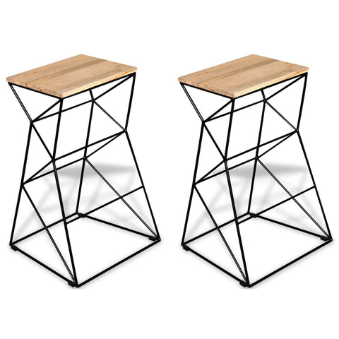 Bar Stools 2 pcs Solid Mango Wood