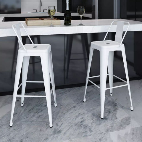 Bar Stools 2 pcs White Steel