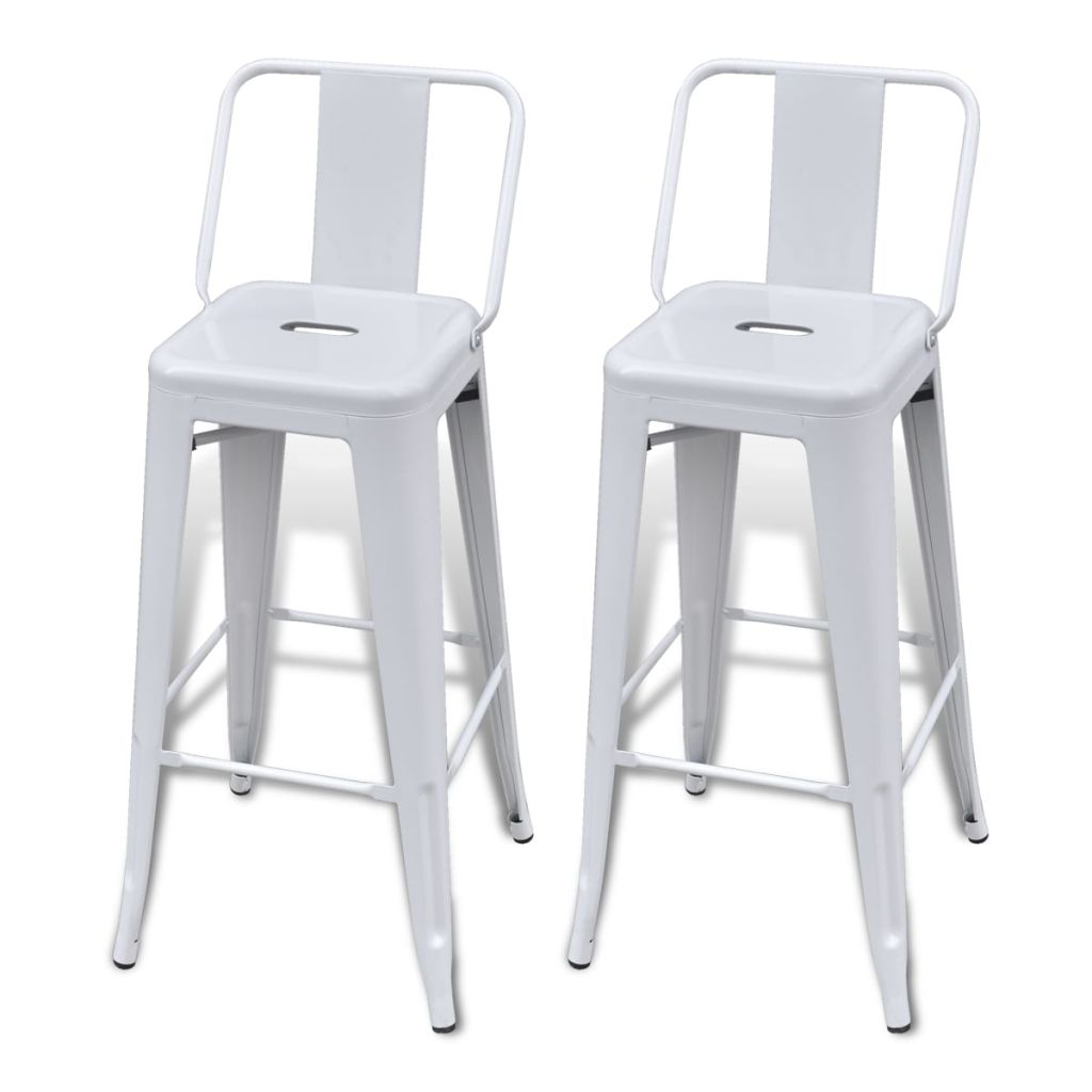 Bar Stools 2 pcs White Steel