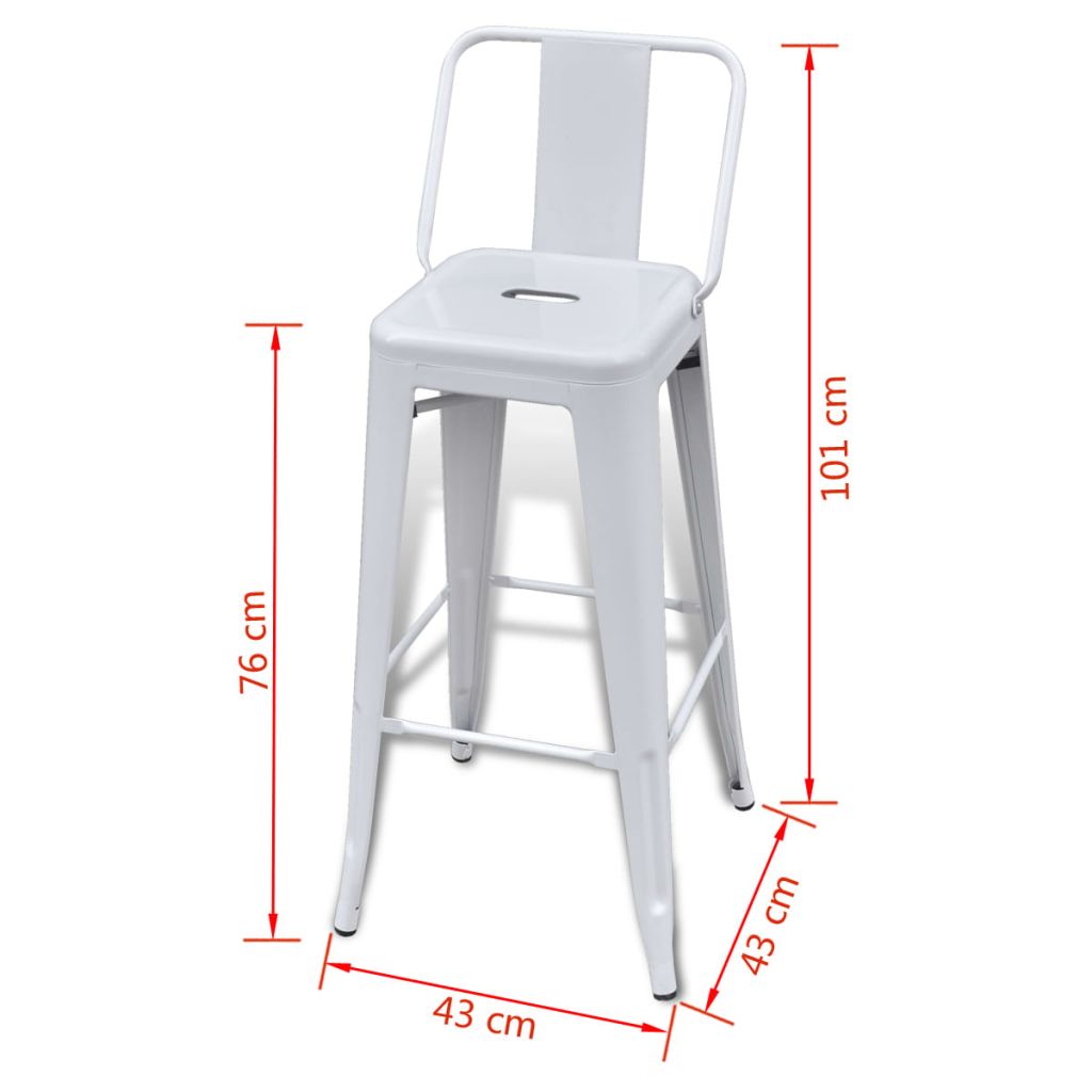 Bar Stools 2 pcs White Steel