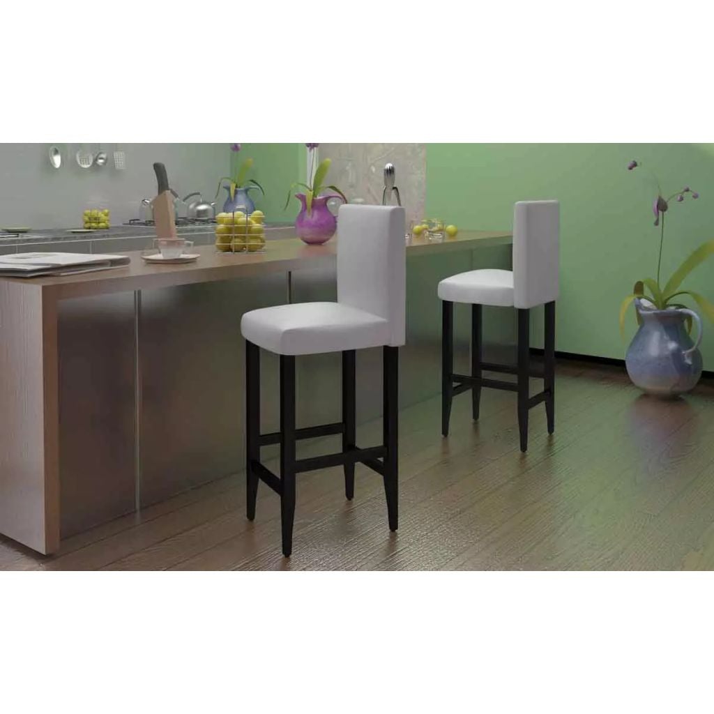 Bar Stools 4 pcs White Leather