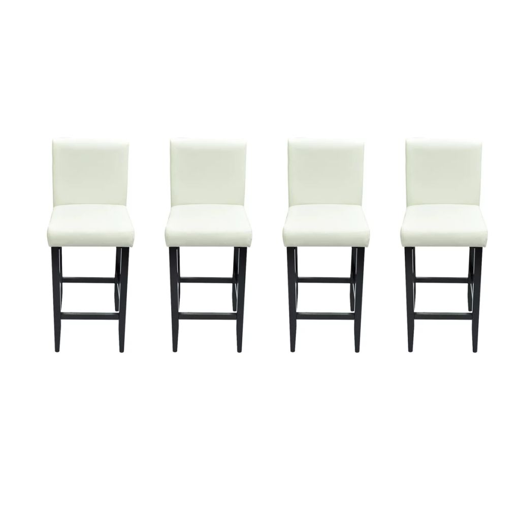Bar Stools 4 pcs White Leather