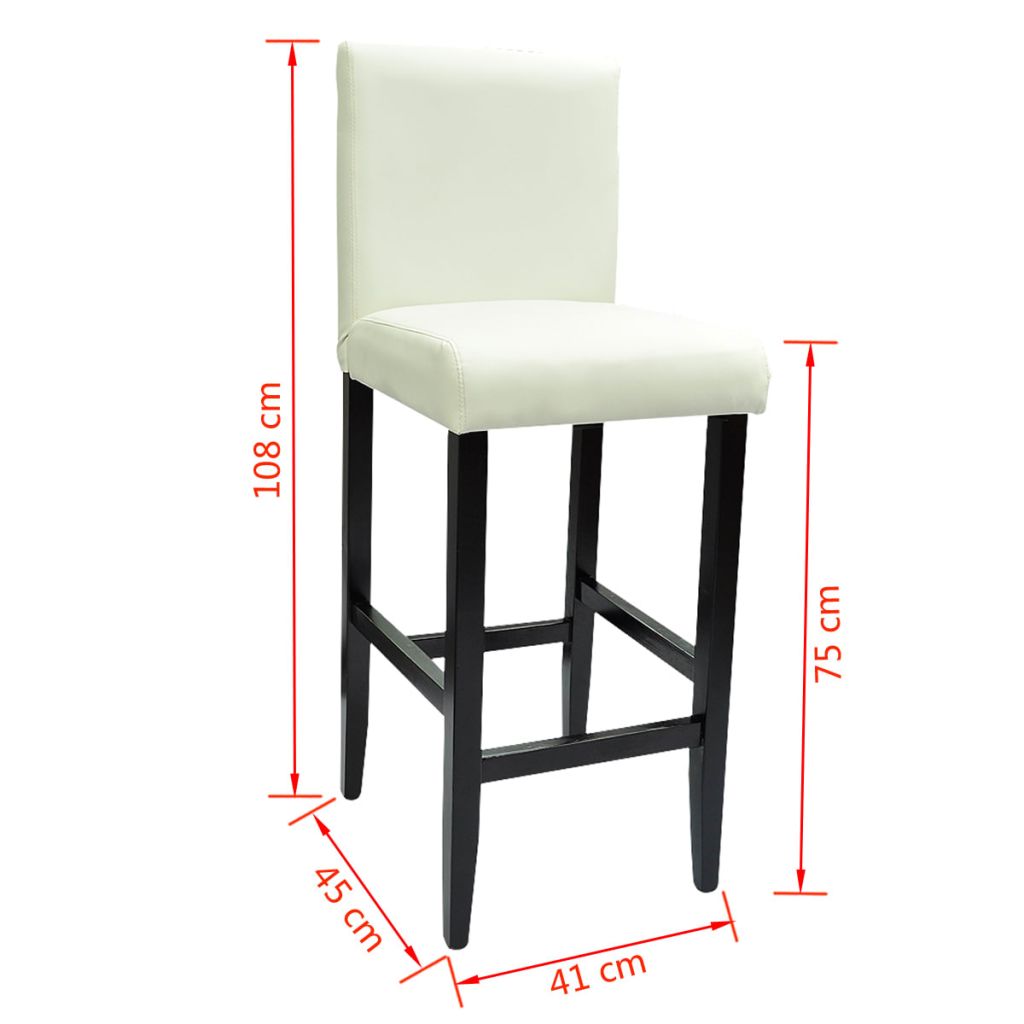 Bar Stools 4 pcs White Leather
