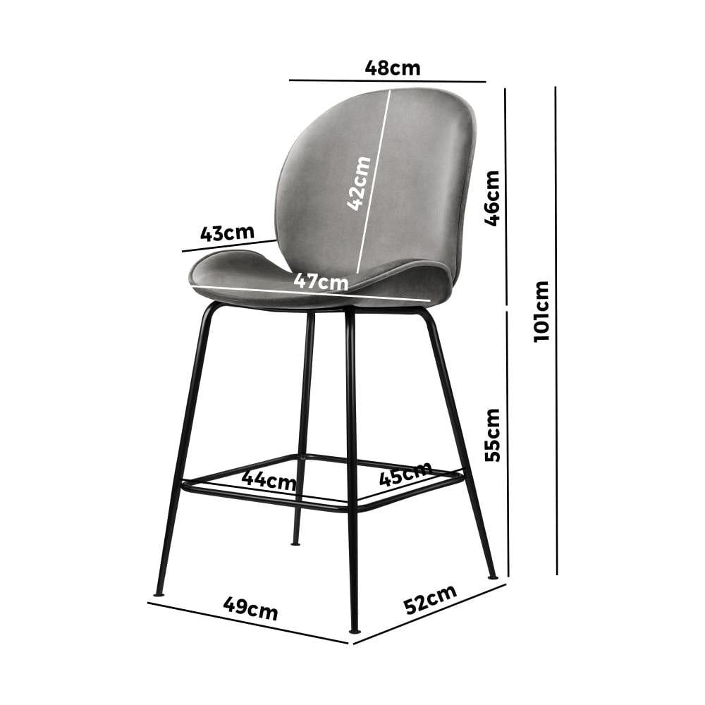 Bar Stools Kitchen Stool Chairs Barstool Dining Chair Velvet Metal Grey