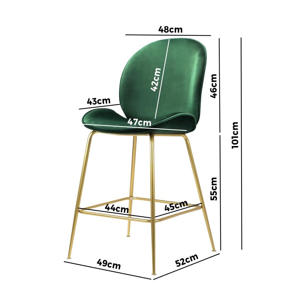 Bar Stools Kitchen Stool Chairs Barstool Dining Chair Velvet Metal x2