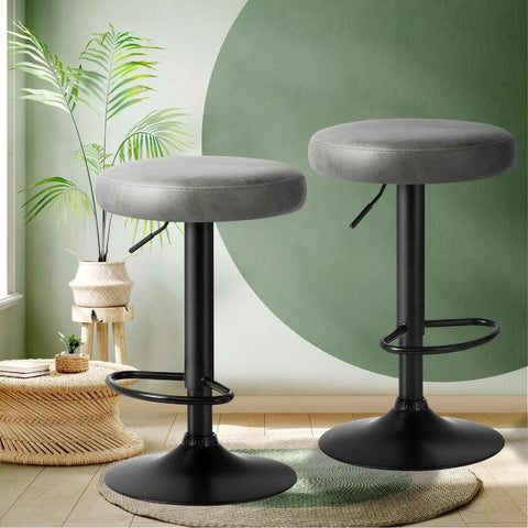 Bar Stools Kitchen Stools Gas Lift Dining Chairs PU leather Seat x2