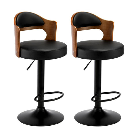 Bar Stools Kitchen Swivel Barstool Chair Gas Lift Metal Leather x2