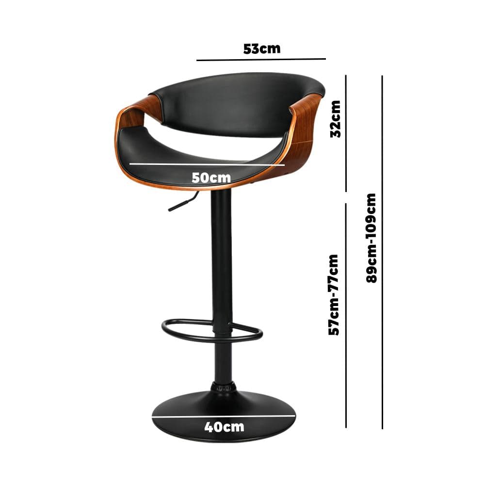 Bar Stools  Swivel Chair Kitchen Gas Lift Wooden Bar Stool Leather x1