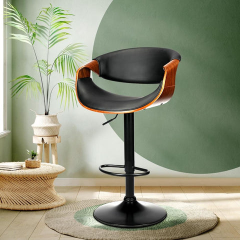 Bar Stools  Swivel Chair Kitchen Gas Lift Wooden Bar Stool Leather x1