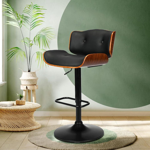 Bar Stools  Swivel Chair Kitchen Gas Lift Wooden Chairs Leather x1