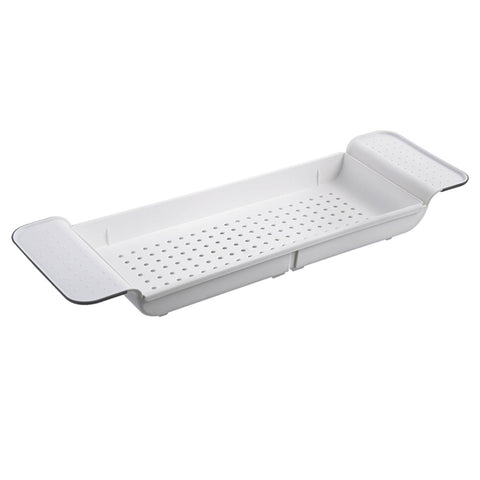 bathroom Bath Tub Caddy Toy Organizer Basket Rack White