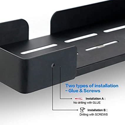 Bathroom 2-Tier Shelves Shower Caddy Wall For Kitchen Toilet Drilling