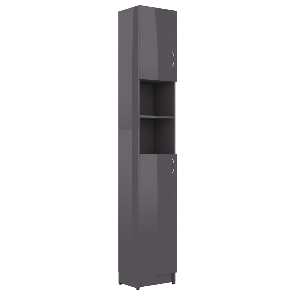 Bathroom Cabinet High Gloss Grey Engineered Wood