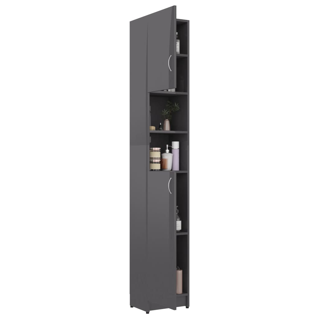 Bathroom Cabinet High Gloss Grey Engineered Wood