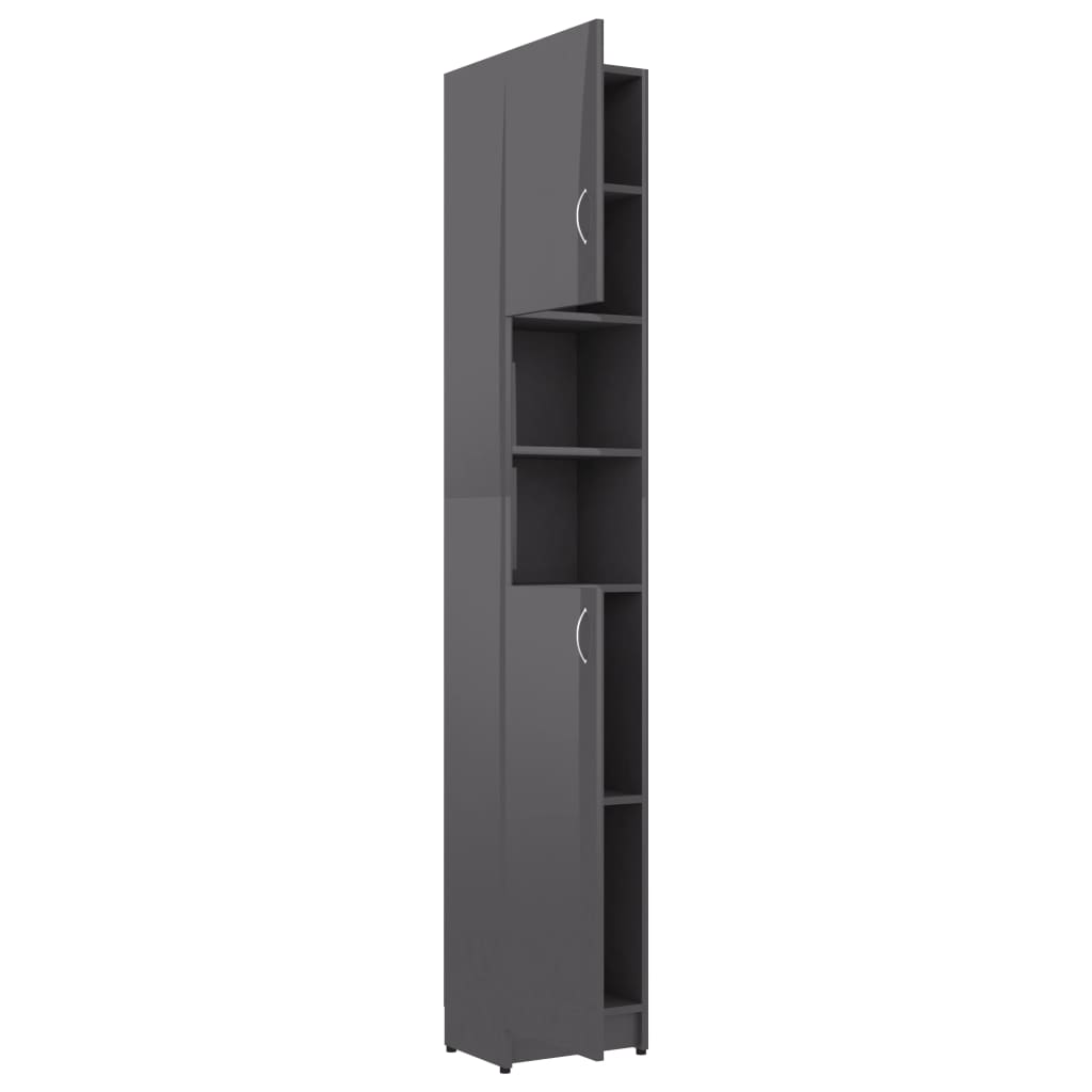 Bathroom Cabinet High Gloss Grey Engineered Wood