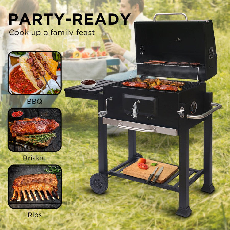 Square outdoor barbecue grill bbq