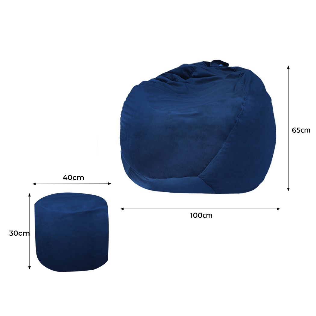 Bean Bag Chair Cover With Foot Stool Home Game