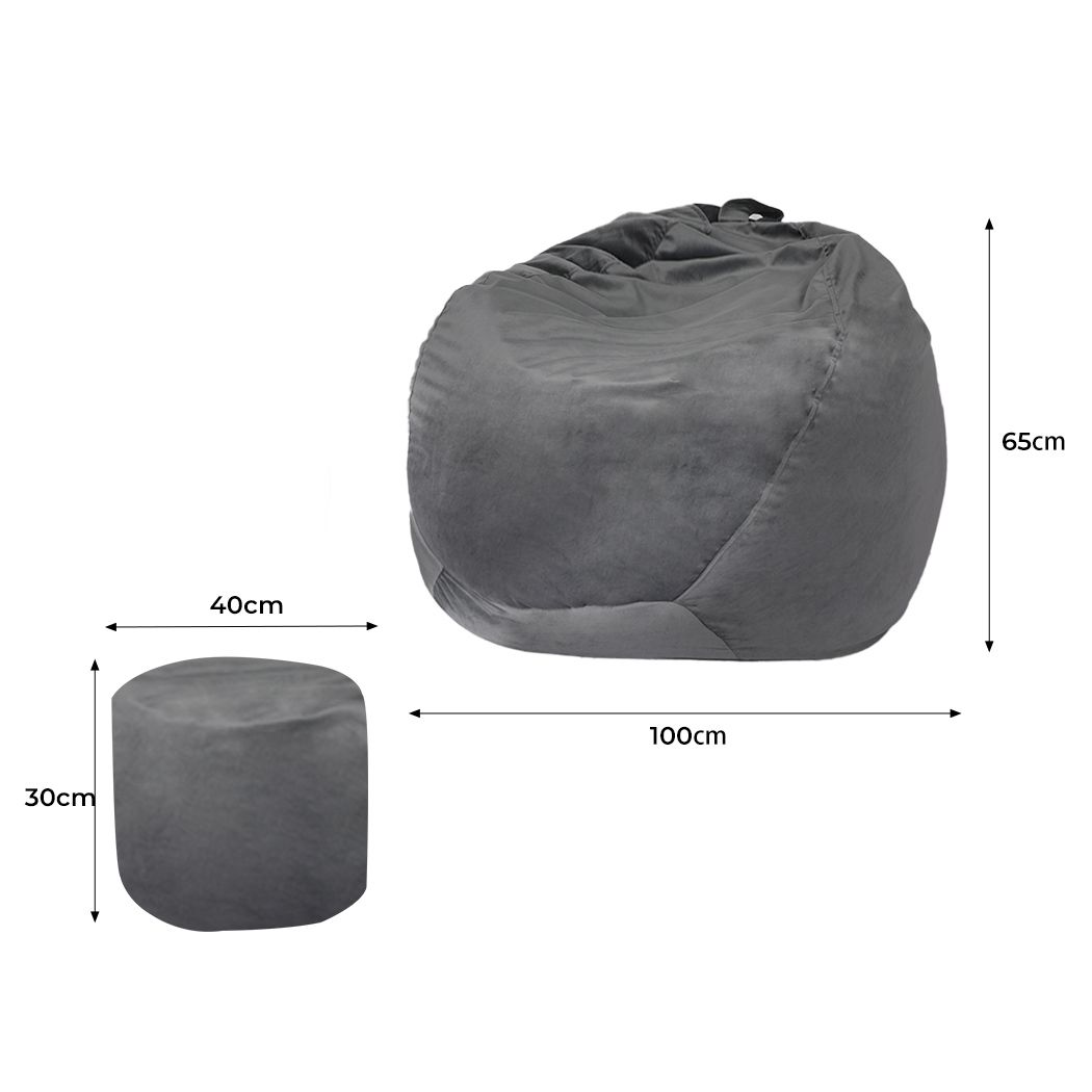 Bean Bag Chair Cover With Foot Stool Home Game