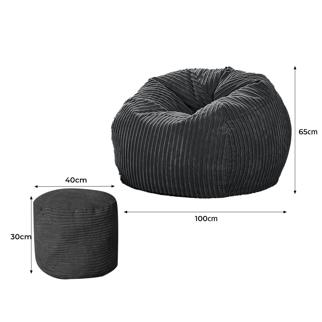 Bean Bag Chair Cover With Foot Stool Home Game
