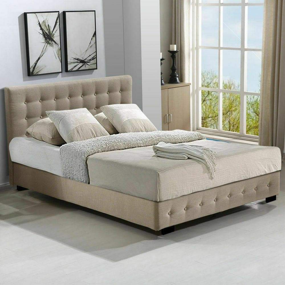 bedroom Bed Frame Base With Gas Lift King Size Platform Fabric