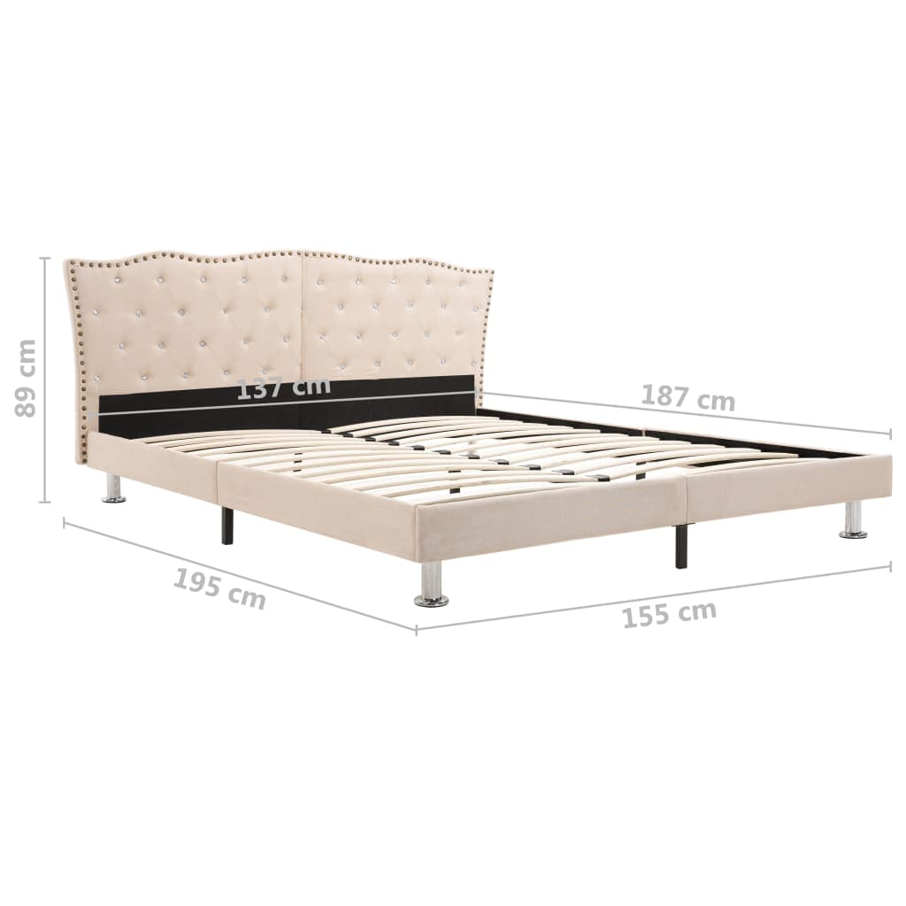 Bed Frame Cream Fabric 137x187 cm Double