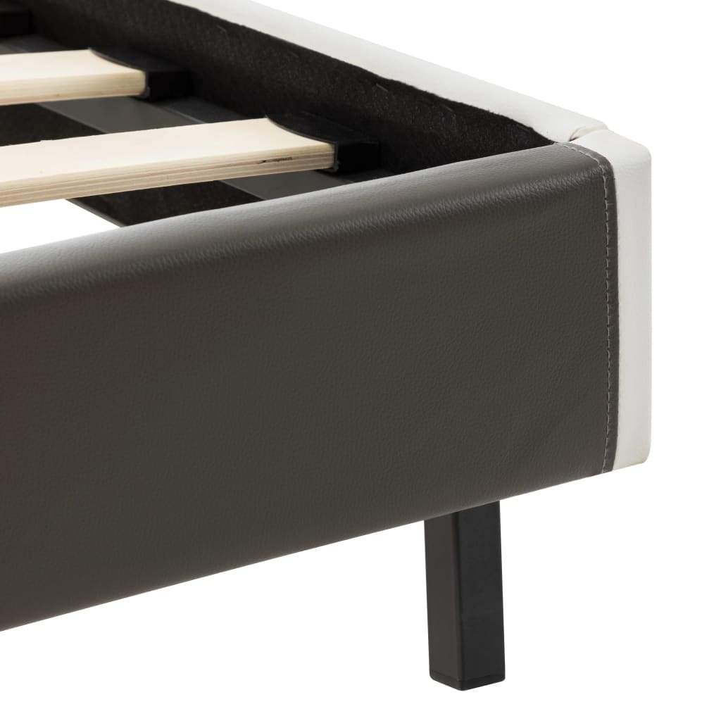 Bed Frame Grey and White Faux Leather 137x187 cm Double