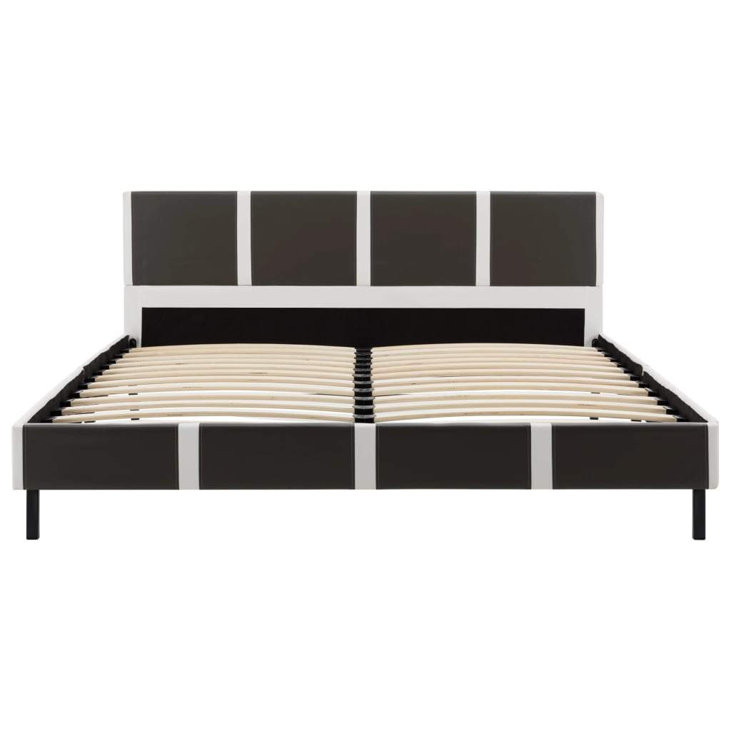 Bed Frame Grey and White Faux Leather 137x187 cm Double