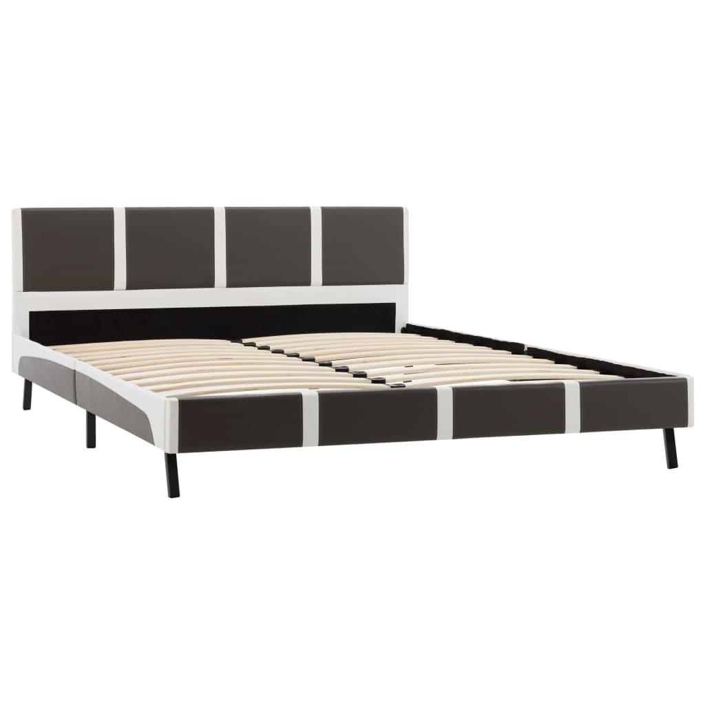 Bed Frame Grey and White Faux Leather 137x187 cm Double
